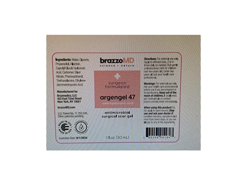 brazzoMD Argengel 47 Surgical Scar Gel, 1 fl oz/30 mL