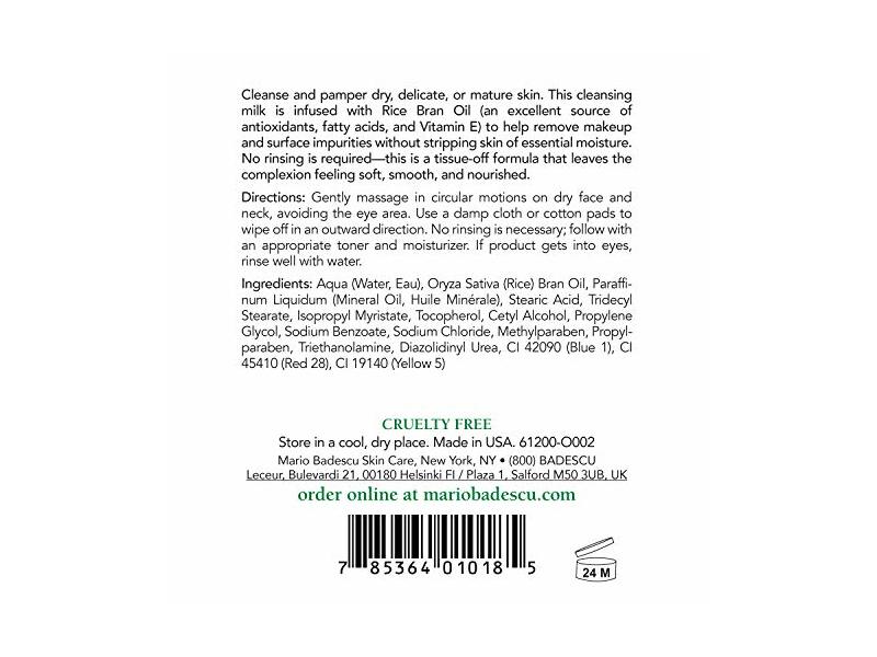 Mario Badescu Skin Care Cleansing Milk, Carnation & Rice Oil, 16 fl oz/472 mL