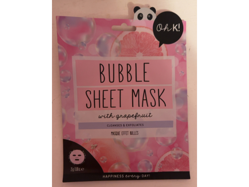 Oh K! Bubble Sheet Mask, Grapefruit, 0.88 oz/25 g, 1 Count