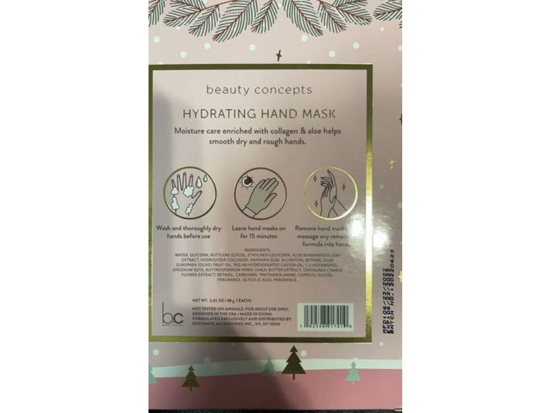 Beauty Concepts Hydrating Hand Mask, Collagen & Aloe, 1.41 oz/40 g