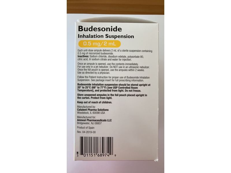 Budesonide Inhalation Suspension, 0.5 mg/2 mL Amneal Pharmaceuticals LLC (RX)