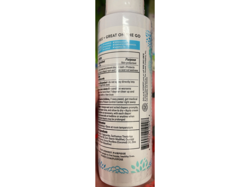 The Honest Company Baby Diaper Rash Cream Spray, Moisturizing, 2 fl oz/59 mL