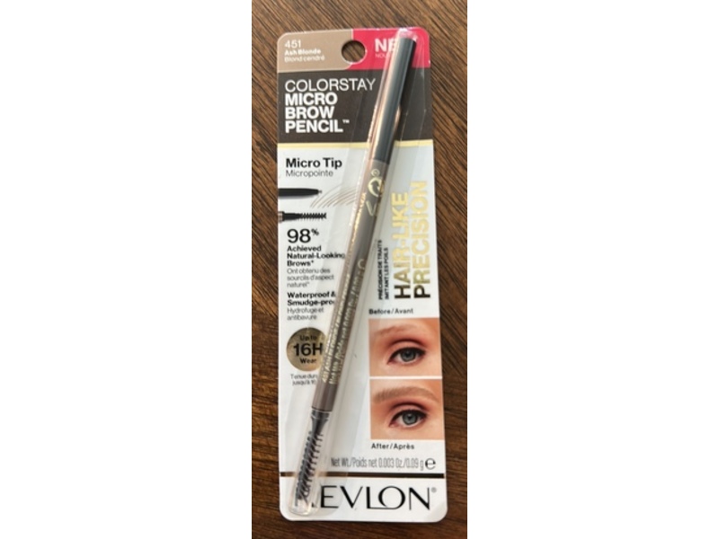 Revlon Color Stay Micro Eyebrow Pencil, 451 Ash Blonde, 0.003 fl oz/0.09 g