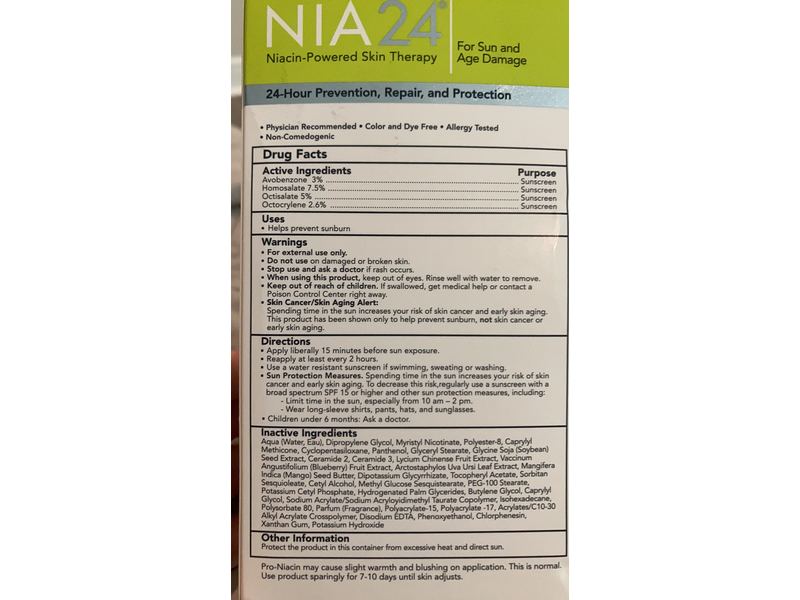 Nia 24 Sun Damage Prevention Sunscreen, SPF 30, 2.5 fl oz/75 mL