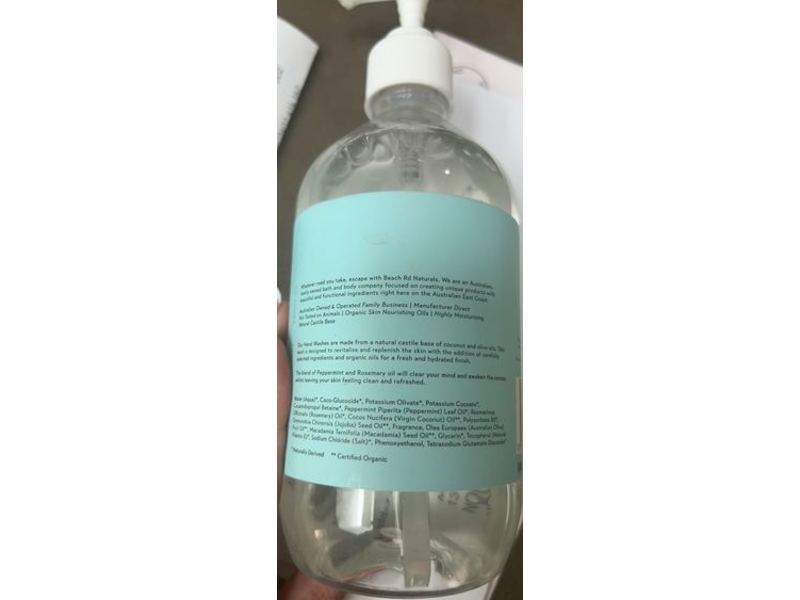 Beach Road Naturals Handwash, Peppermint & Rosemary, 16.98 oz/300 mL