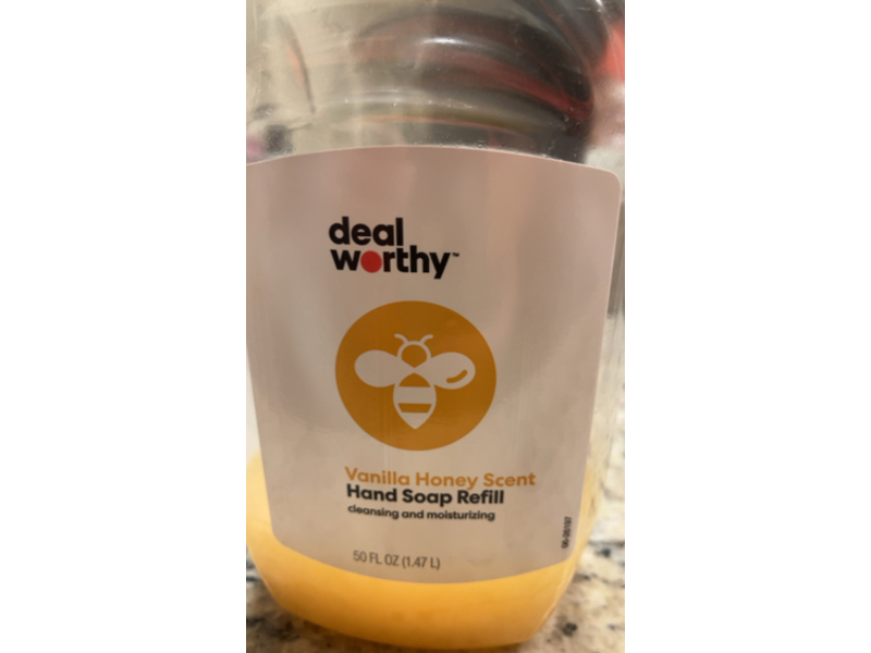 Dealworthy Cleansing & Moisturizing Hand Soap Refill, Vanilla Honey Scent, 50 fl oz/1.47 L
