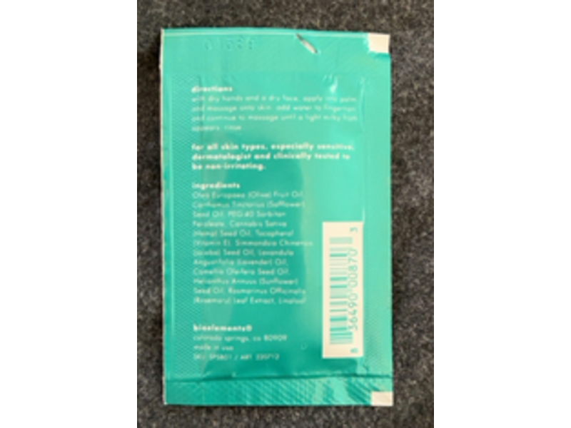 Bioelements Sensitive Skin Cleansing Oil, Smoothing, Reparative Plant, Olive Oils, 0.125 fl oz/3.6 mL