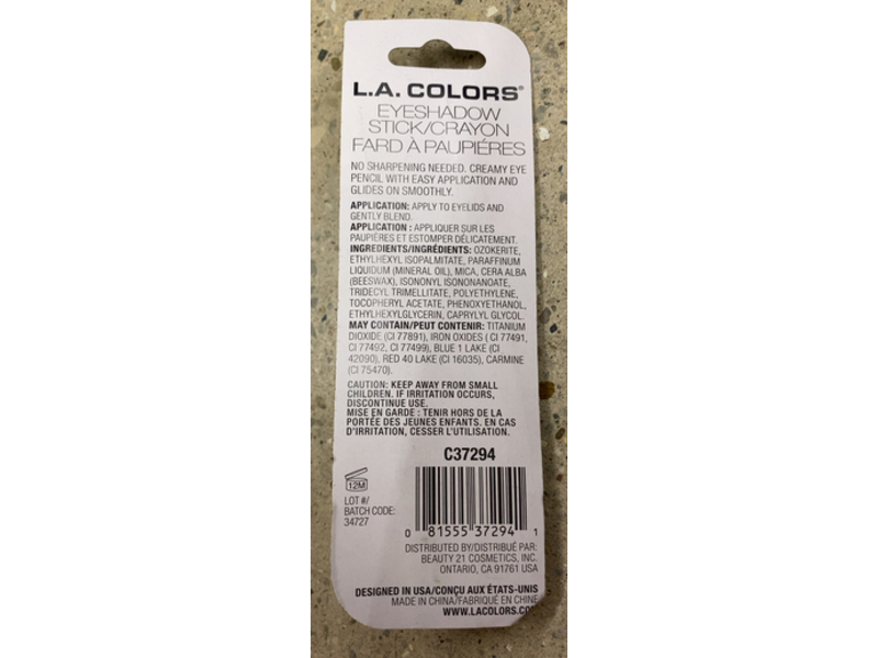 L. A. Colors Eye Shadow Stick, C37294 Razzle, 0.07 oz/2 g