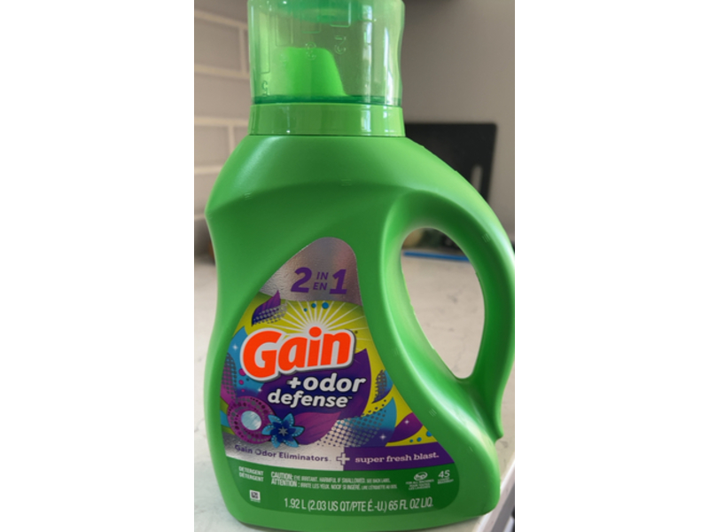 Gain +Order Defense Detergent, Super Fresh Blast, 45 Loads, 65 fl oz/1.92 L, Pack Of