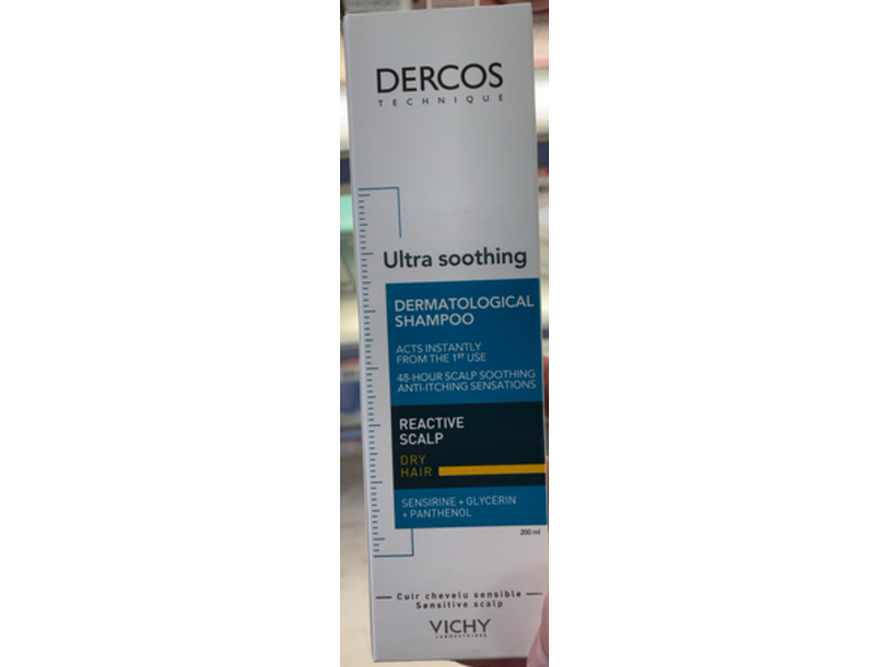 Vichy Dercos Ultra Soothing Dermatological Shampoo, 200 mL