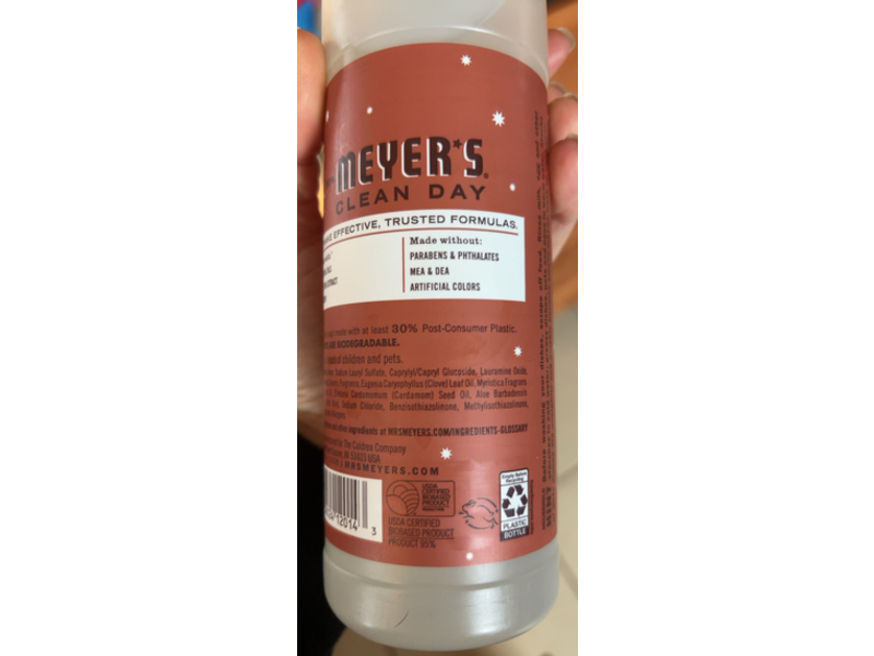 Mrs. Meyer's Clean Day Dish Soap, Gingerbread, 16 fl oz/473 mL