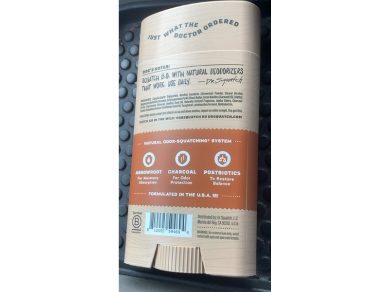 Dr. Squatch Odor Squatching Deodorant, Wood Barrel Bourbon, 2.65 oz/75 g