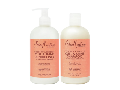 SheaMoisture Curl & Shine Shampoo & Conditioner, Coconut & Hibiscus, 13 fl oz/384 mL, 2 Pack