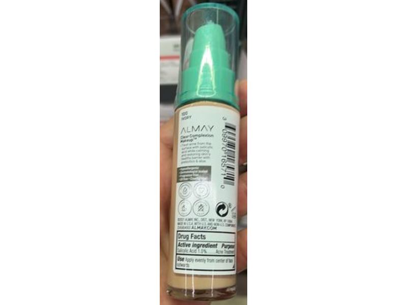 Almay Clear Complexion Makeup, 100 Ivory, 1.0 fl oz/30 mL