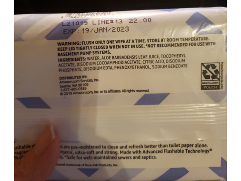 Solimo Flushable Wipes, Fragrance Free, 42 Count