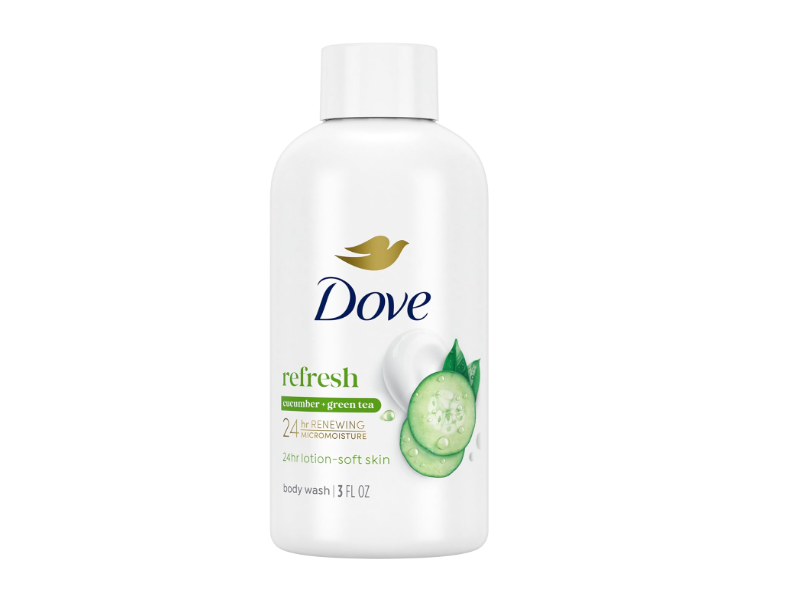 Dove Refresh Body Wash, Cucumber + Green Tea, 3 fl oz/88 mL