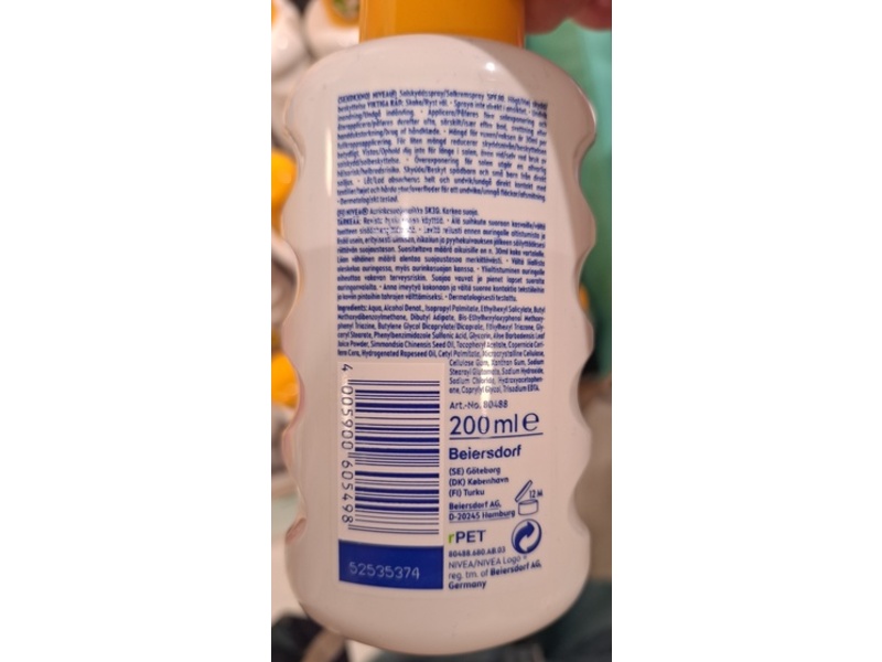 Nivea Sun Sensitive Immediate Protect, SPF 30, UVA UVB, 200 mL