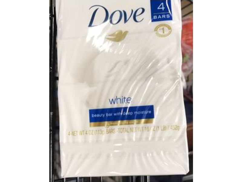 Dove Beauty Bar, White, 4 oz/110 g, 4 Count