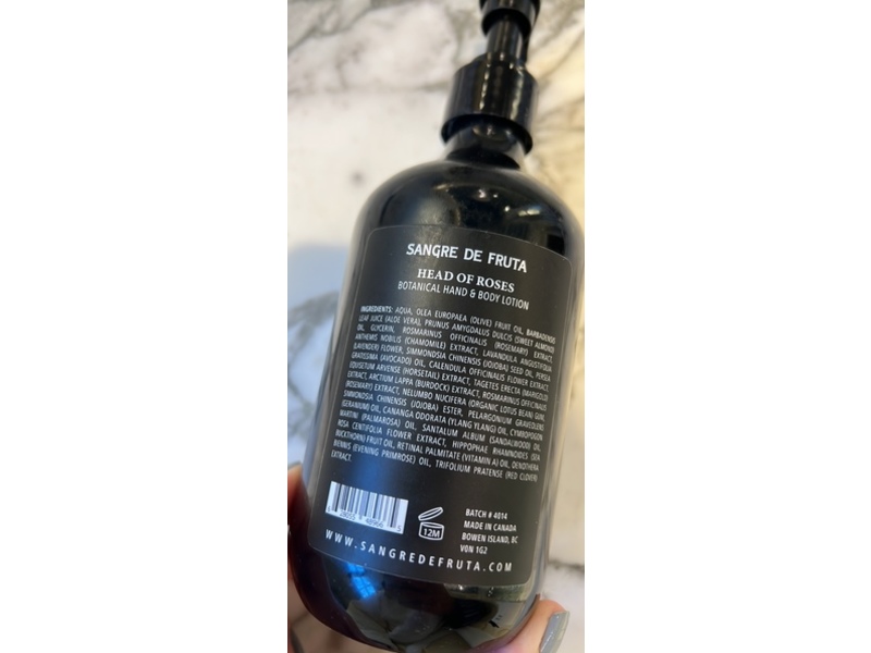 Sangre De Fruta Head Of Roses Botanical Hand & Body Lotion, Rose & Sandalwood, 16.9 fl oz/500 mL