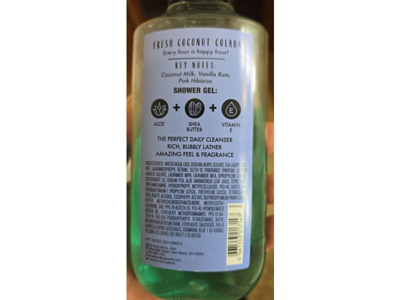 Bath & Body Works Fresh Coconut Colada Shower Gel, Shea + Vitamin E, 10 fl oz/295 mL