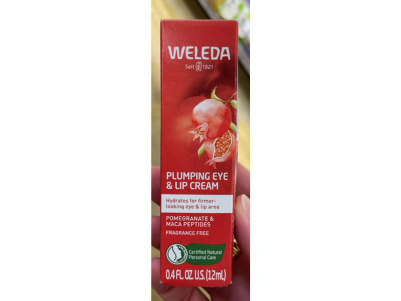 Weleda Plumping Eye & Lip Cream, Pomegranate & Maca Peptides, 0.4 fl oz/12 mL