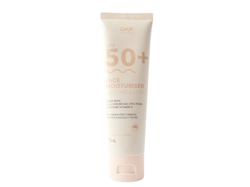 Oxx Face Moisturiser Sunscreen, Light-Medium Tint, SPF 50+, 75 mL