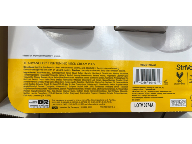 StriVectin TL Plus Advanced Tightening Neck Cream, Alpha - 3 Peptide, 1 fl oz/30 mL