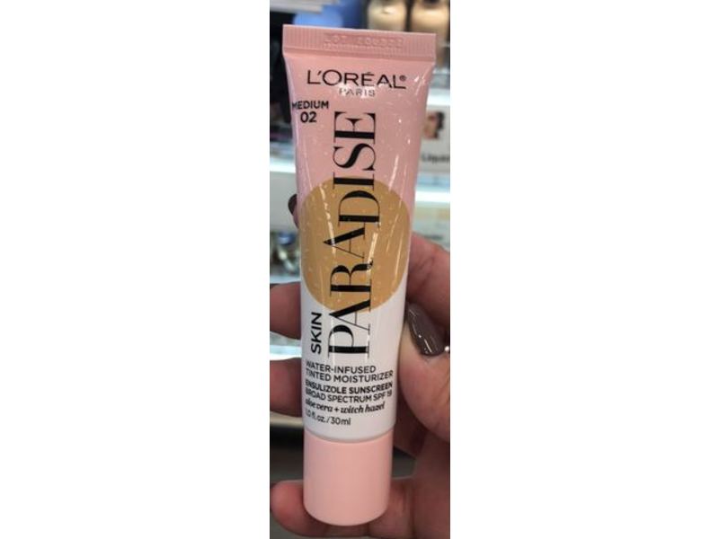 L'Oreal Paris Skin Paradise Water-Infused Tinted Moisturizer, SPF 19, Aloe Vera + Witch, Medium 02, 1 fl oz/30 mL