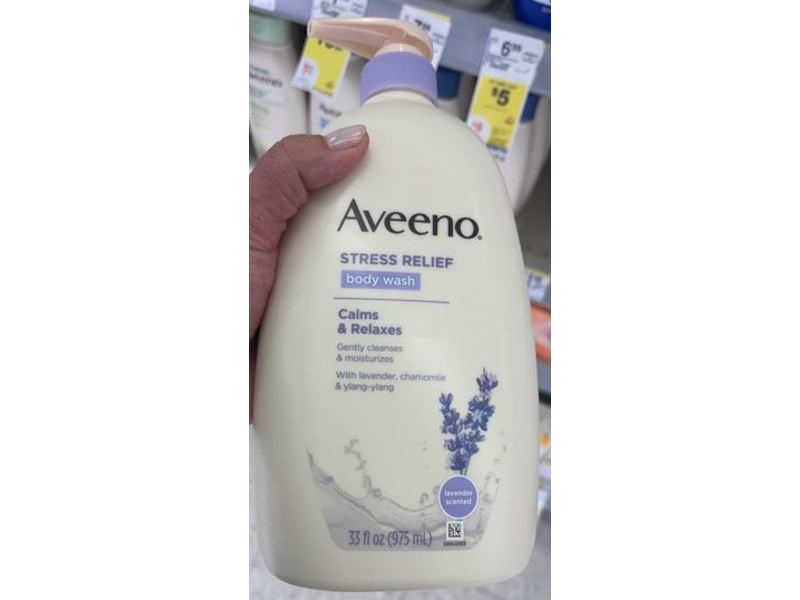 Aveeno Stress Relief Body Wash, Lavender & Chamomile, 33 fl oz/975 mL