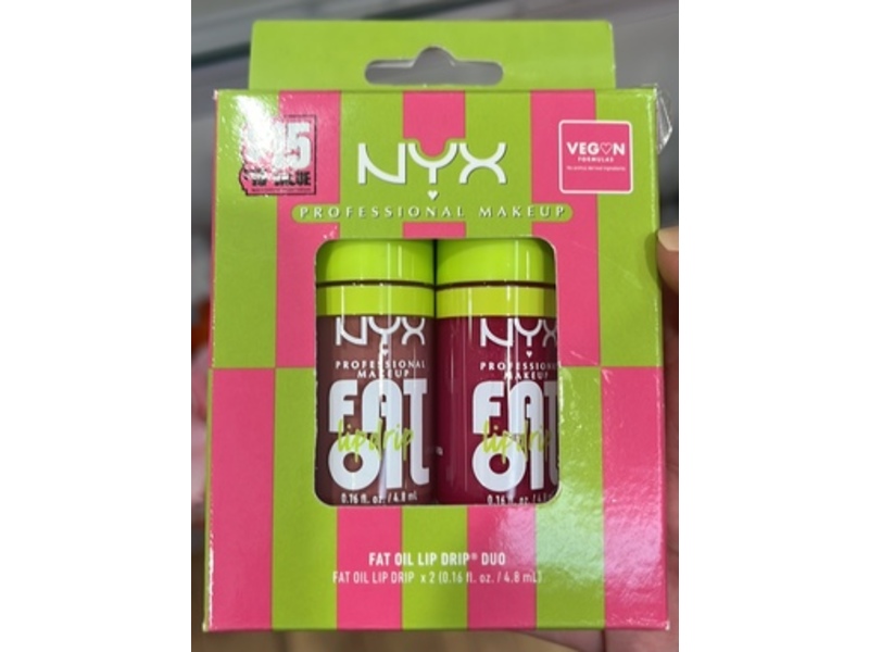 NYX Professional Makeup Fat Oil Lip Drip Duo, Supermodel & Chillin' Like A Villain, 0.16 fl oz/4.8 mL, Pack of 2