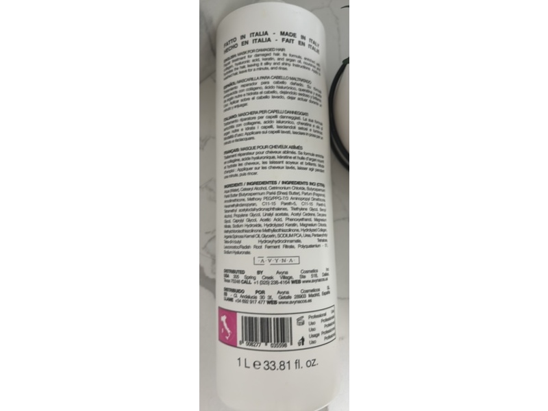 Avyna Maschera Ialuronico Extreme Repair Mask, Collagen And Keratin, 33.81 fl oz/1 L