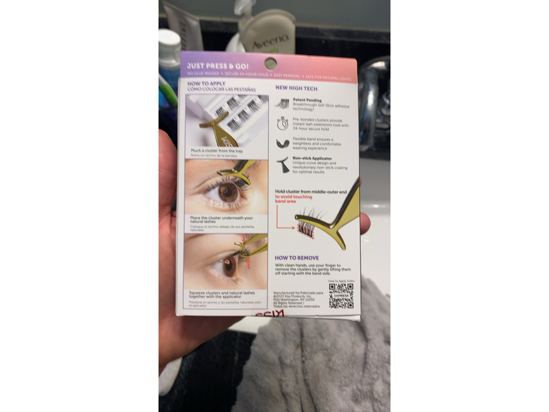 KISS imPRESS Press-On Falsies Eyelash Clusters Kit, Natural, Black, 20 Clusters