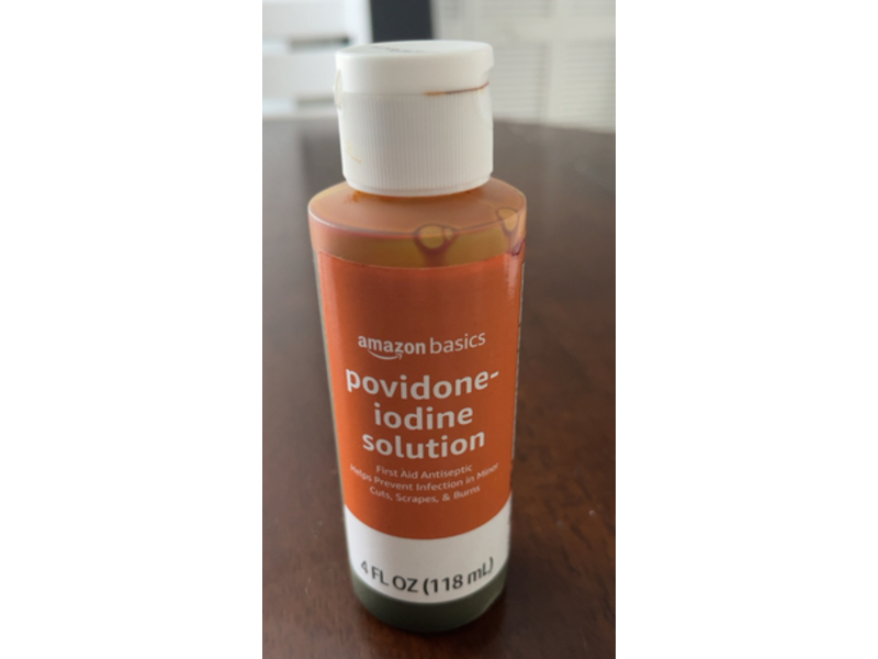 Amazon Basics First Aid Antiseptic, Povidone Iodine Solution, 4 fl oz/118 mL