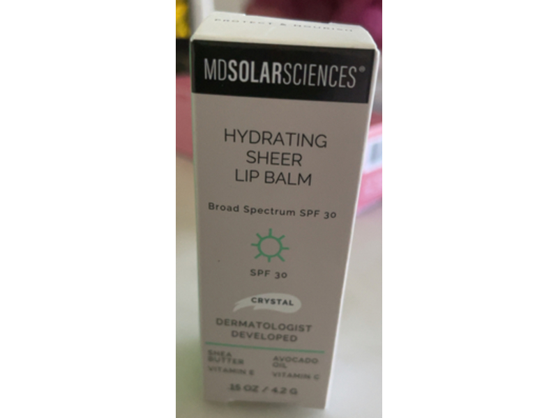 Mdsolarscience Hydrating Sheer Lip Balm, Crystal, Shea Butter, Avocado Oil, Vitamin C & E, SPF 30, 1.5 oz/4.2 g