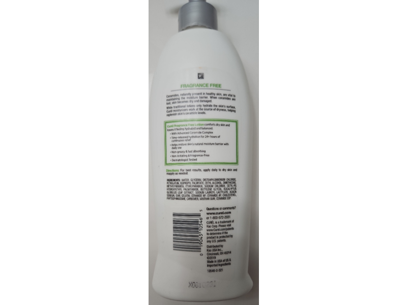 Curel Comforting Lotion, Fragrance Free, 13 fl oz/384 mL