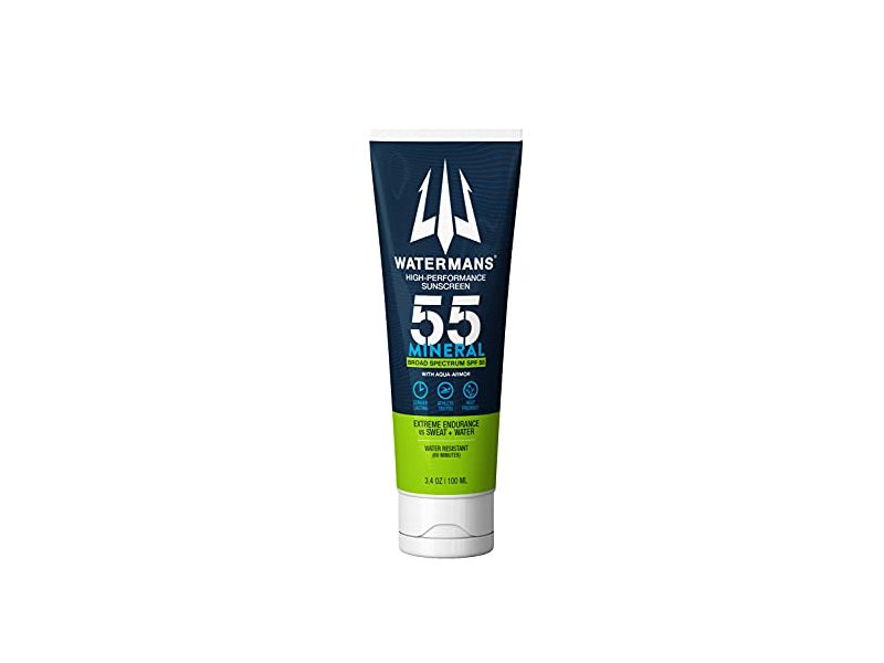 Watermans High Performance Sunscreen, SPF 55, Aqua-Armor, 3.4 fl oz/100 mL