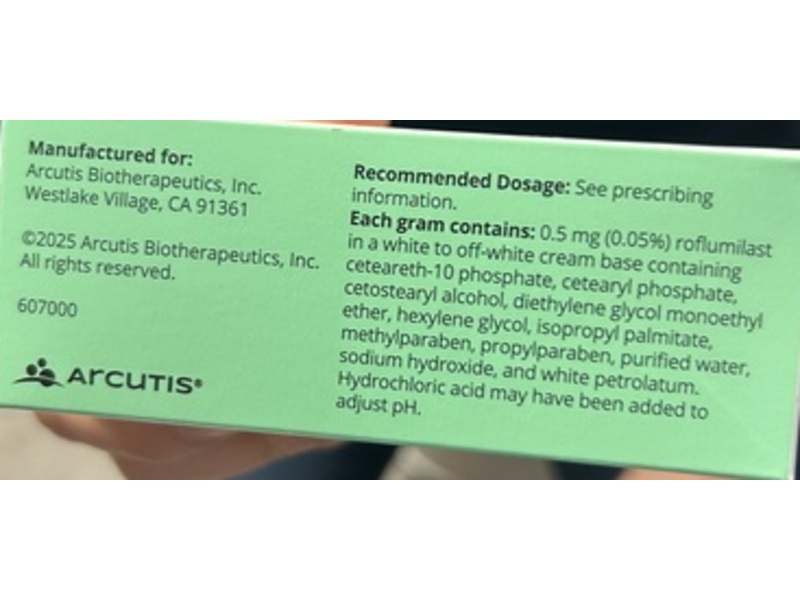Zoryve (roflumilast) cream 0.05%, 5 g pack of 6, Arcutis (Rx)