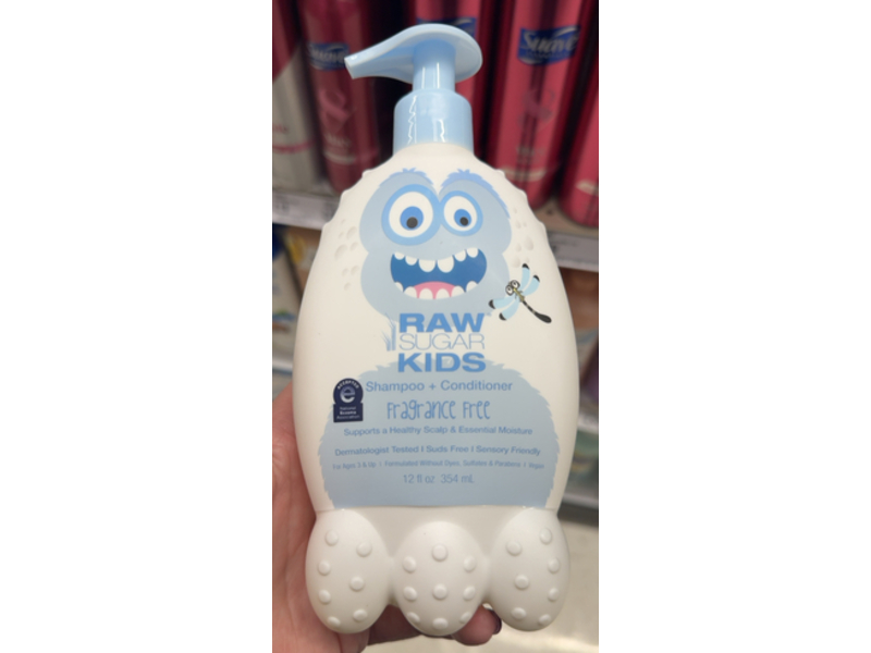 Raw Sugar Kids Shampoo+Conditioner, Fragrance Free, 12 fl oz/354 mL