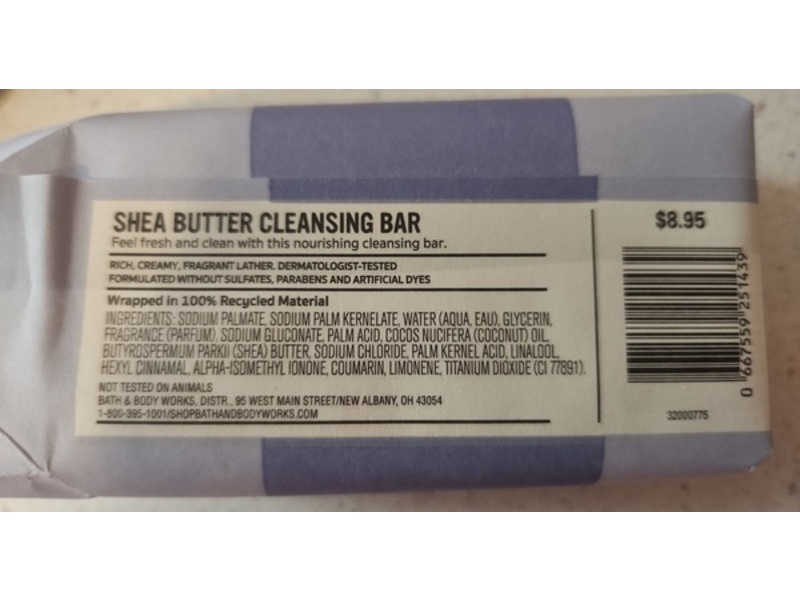 Bath & Body Works Aromatherapy Shea Butter Cleansing Bar, Lavender + Vanilla,5 oz/141.75 g