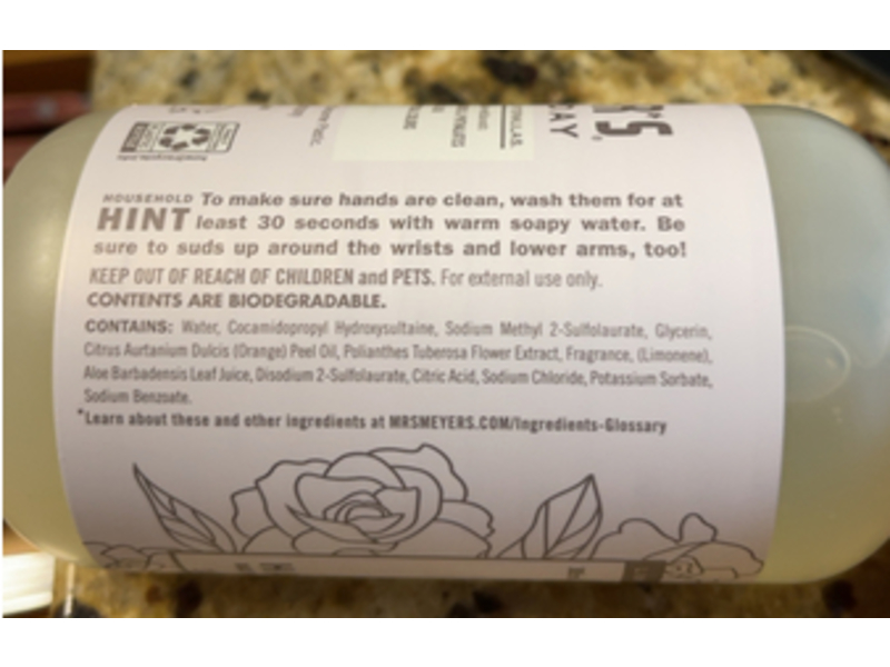 Mrs. Meyer's Clean Day Hand Soap, Gardenia Scent, 12.5 fl oz/370 mL