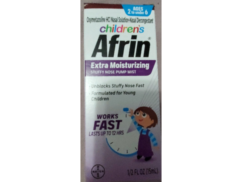 Afrin Children's Extra Moisturizing Stuffy Nose Spray, 1/2 fl oz/15 mL