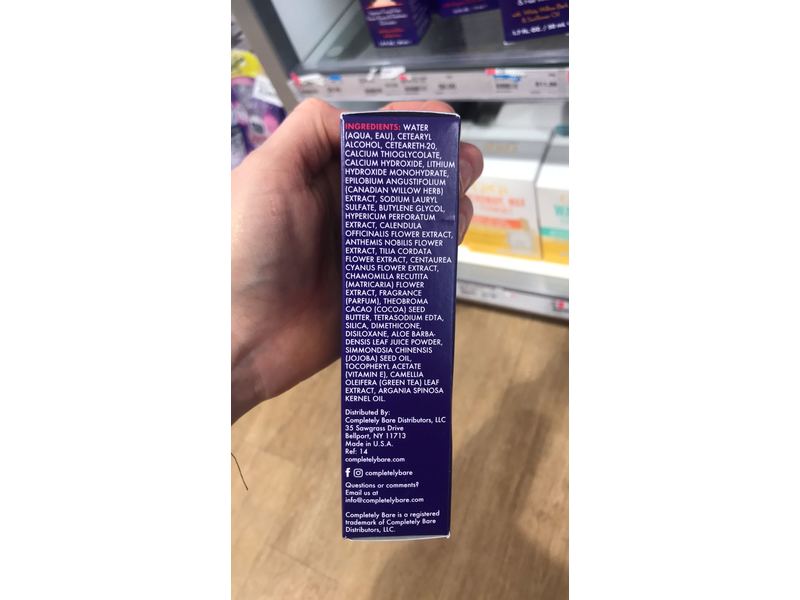 Completely Bare Facial Hair Removal Cream Control + Hair + Delete, 0.5 oz