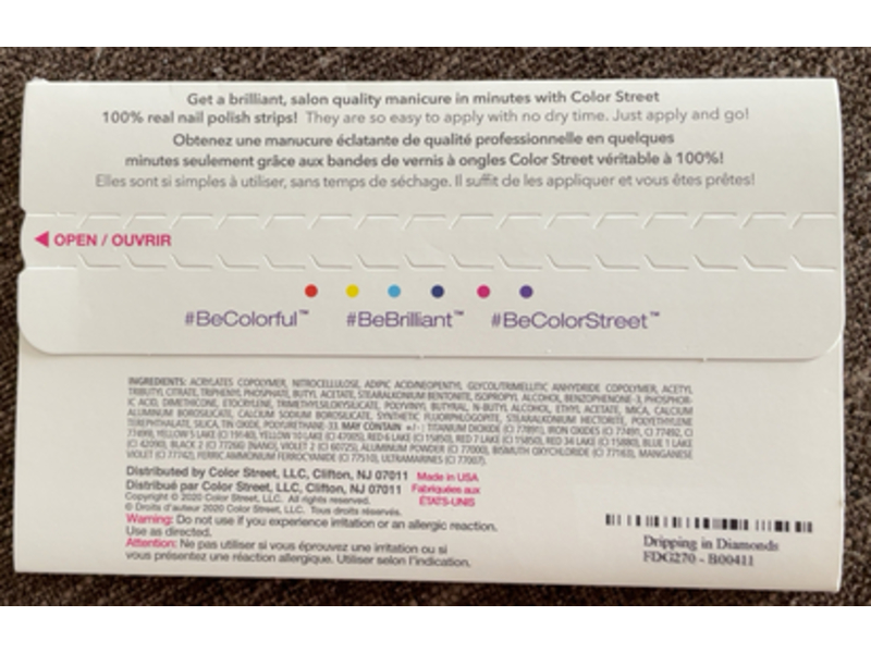 Color Street Nail Polish Strips, Dripping In Diamonds, 16 Count, 0.035 oz/0.99 g