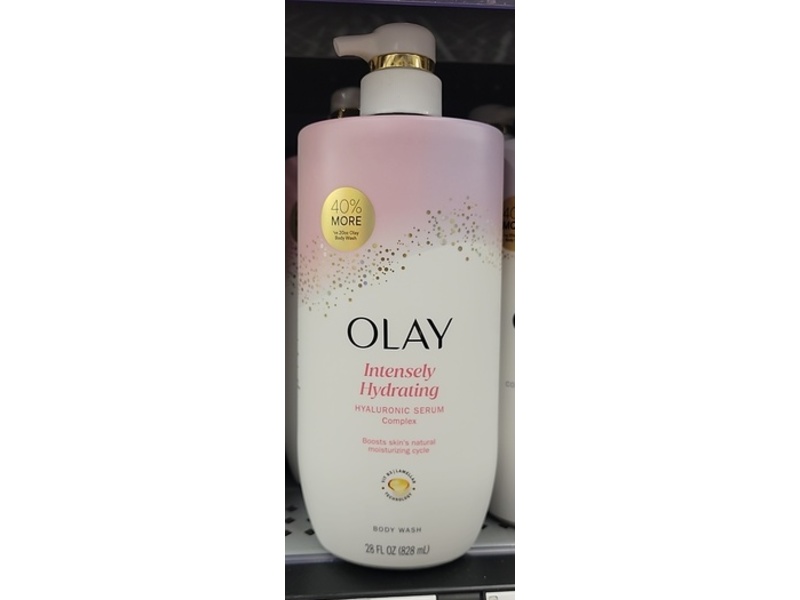 Olay Intensely Hydrating Body Wash, Hyaluronic Serum Complex, 28 fl oz/828 mL