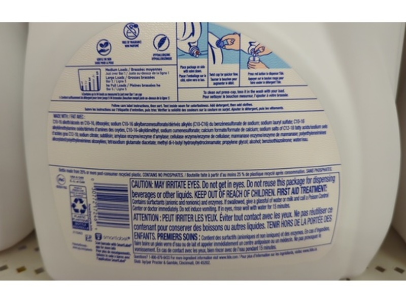 Tide Odor Refresh Liquid Laundry Detergent, Free & Gentle, 94 Loads,132 fl oz/3.9L