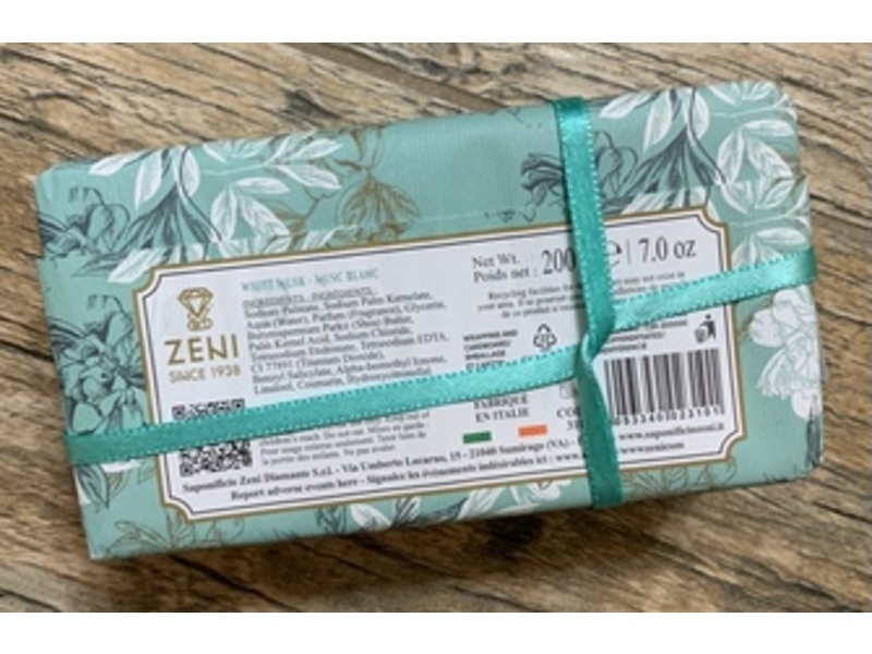 Zewi Triple Milled Vegetanle Bar Soap, White Musk, 7 oz/200 g