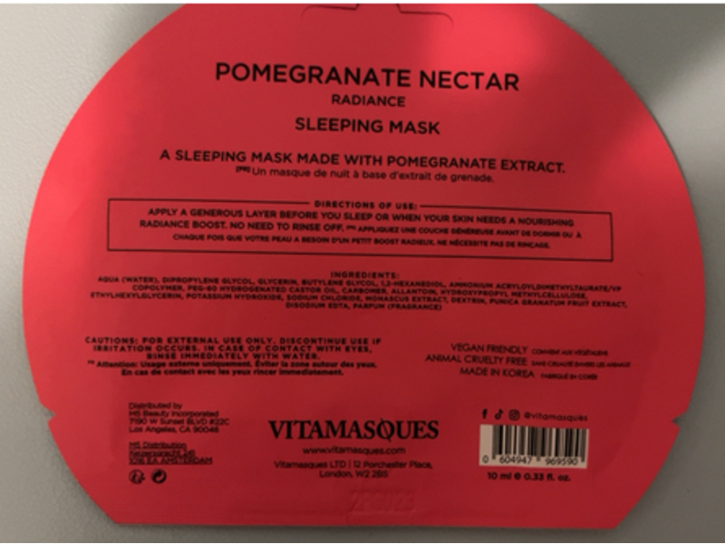 Vitamasques Sleeping Mask, Pomegranate Nectar, 0.33 fl oz/10 mL