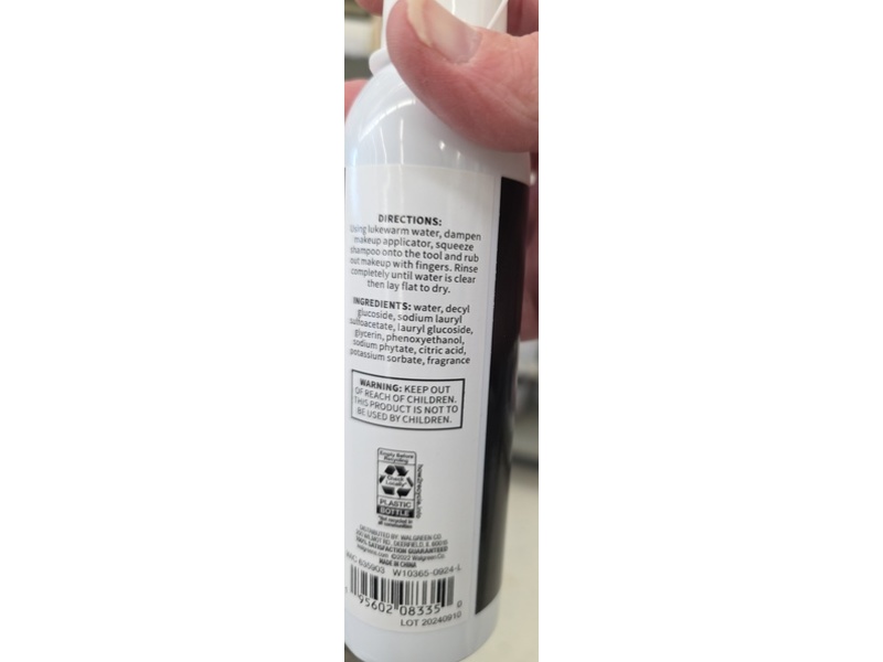 Walgreens Makeup Brush Sponge Shampoo, 6 fl oz/177 mL