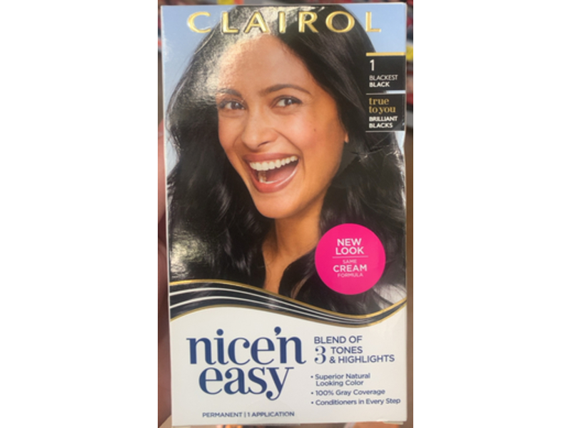 Clairol Nice'n Easy Permanent Natural Colour, 1 Blackest Black, Pack Of 1