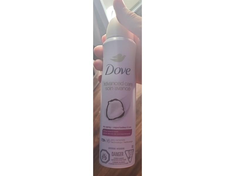 Dove Advanced Care Antiperspirant Dry Spray, Caring Coconut Scent, 3.7 oz/107 g